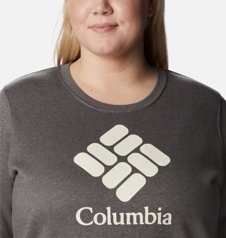Women's Columbia Trek Graphic Crew Sweatshirts Dark Grey | Plus Size CA-NL6CA